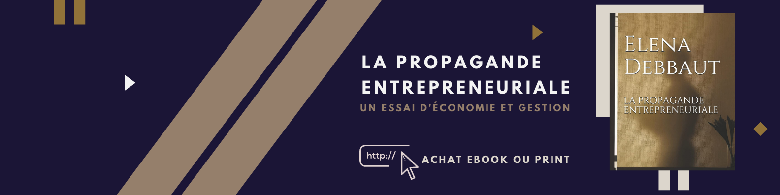 La propagande entrepreneuriale, un essai d'économie et gestion écrit par Elena Debbaut, consultante en entreprise et gestionnaire de crise