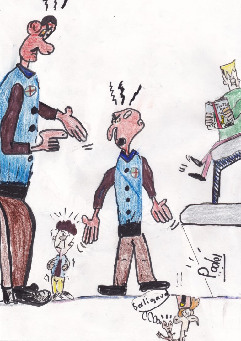 La brutalité du vigile, le chagrin de l’enfant. Scène inquiétante de la